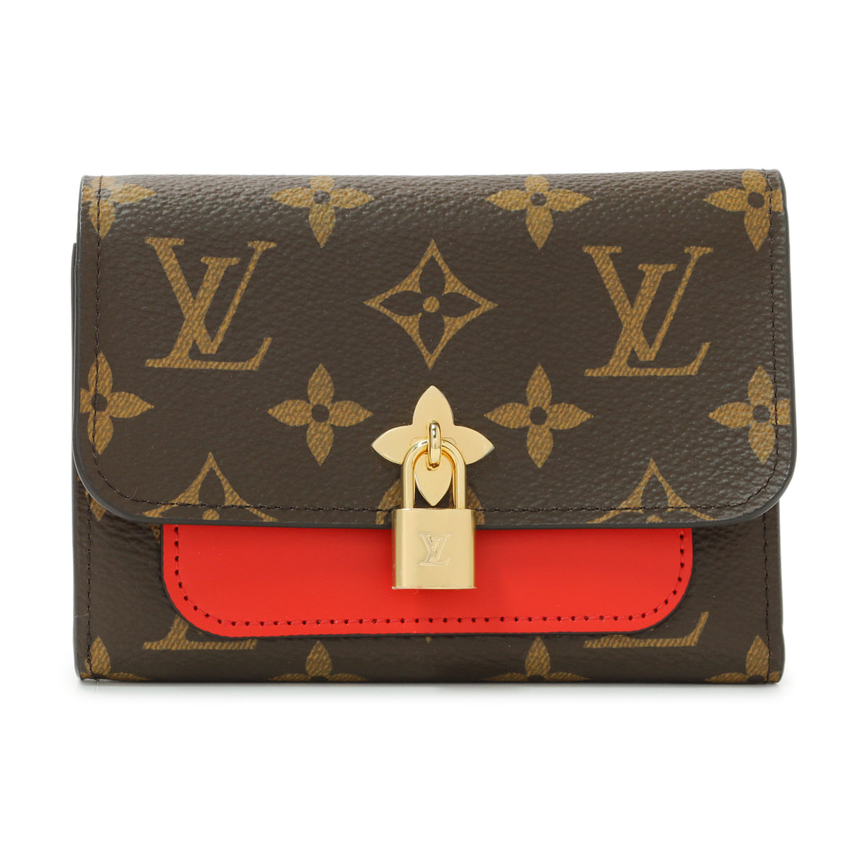 Louis Vuitton Monogram Coquelicot Flower Lock Compact Wallet Accessories Louis Vuitton