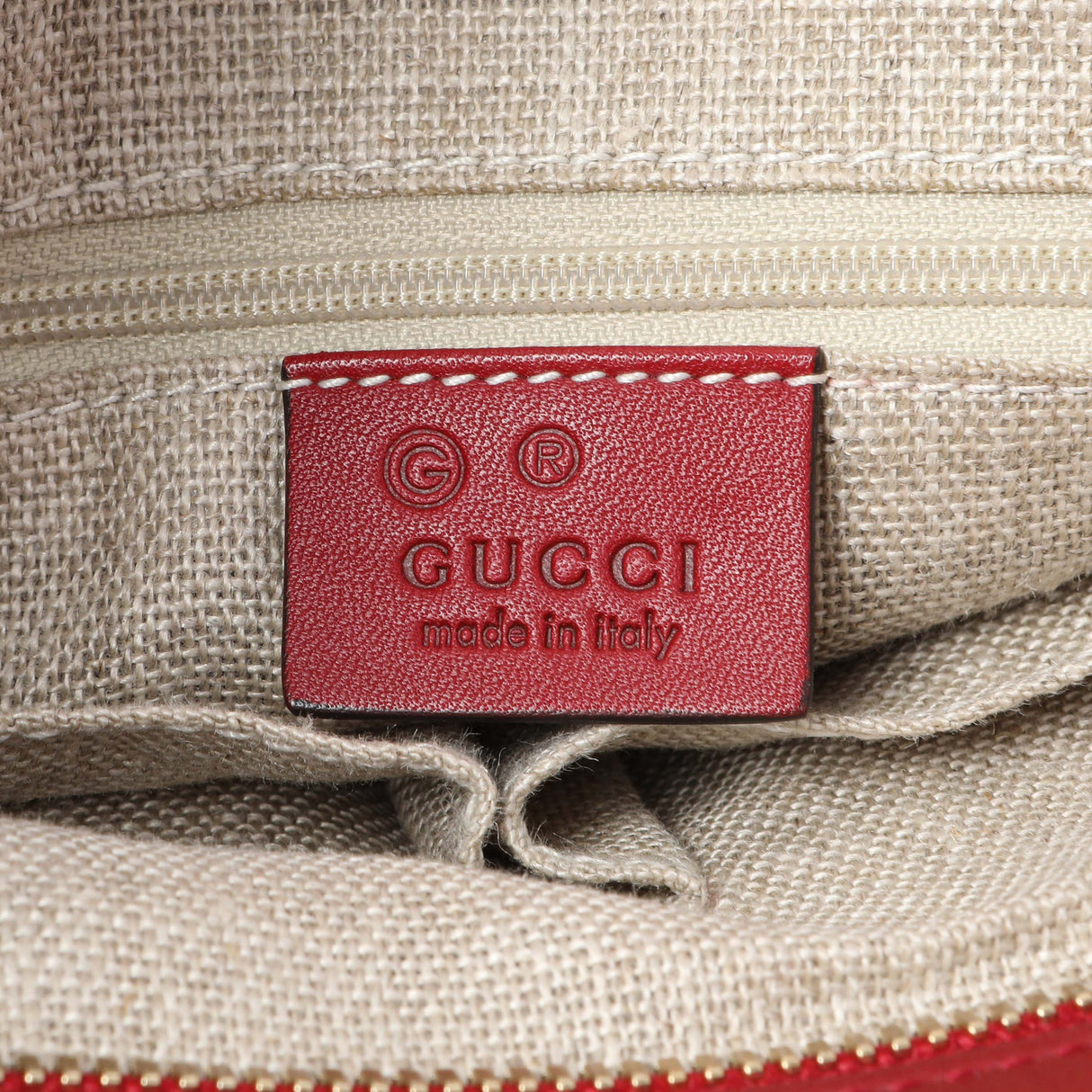 Gucci Red Micro Guccissima Bree Small Top Handle Tote Bag