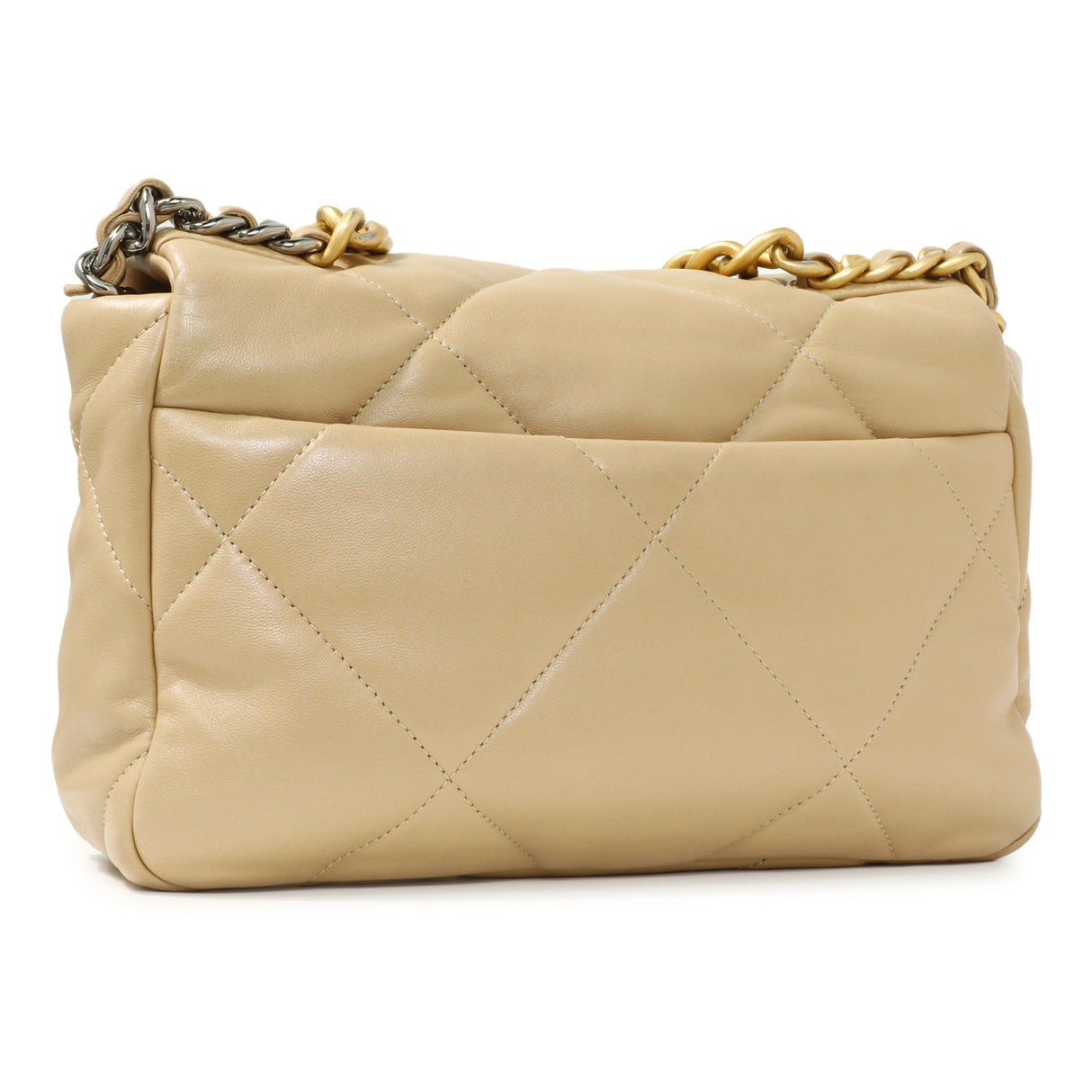 Chanel Beige Quilted Lambskin Medium 19 Flap