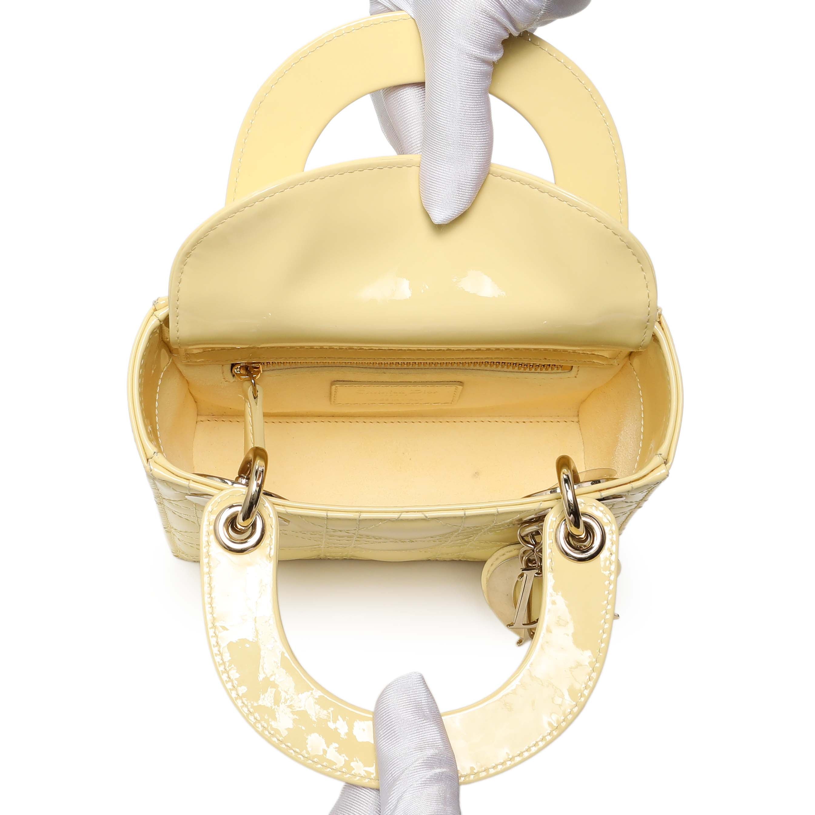 Christian Dior Yellow Patent Cannage Mini Lady Dior – Modaselle