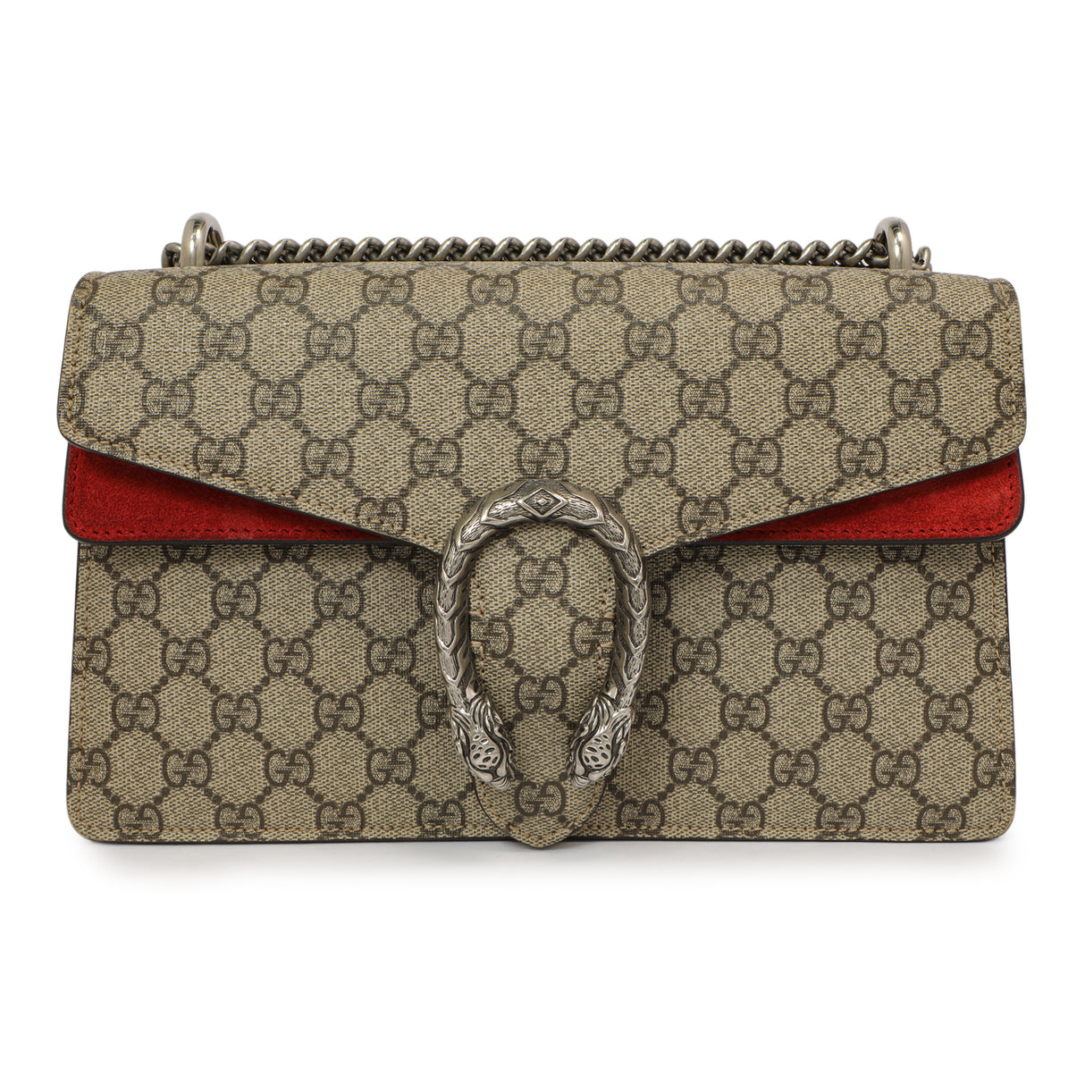 Gucci Red GG Supreme Monogram Small Dionysus Shoulder Bag