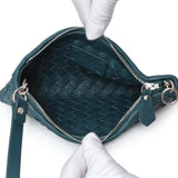Bottega Veneta Teal Intrecciato Nappa Mini Pouch with Strap Handbags Bottega Veneta