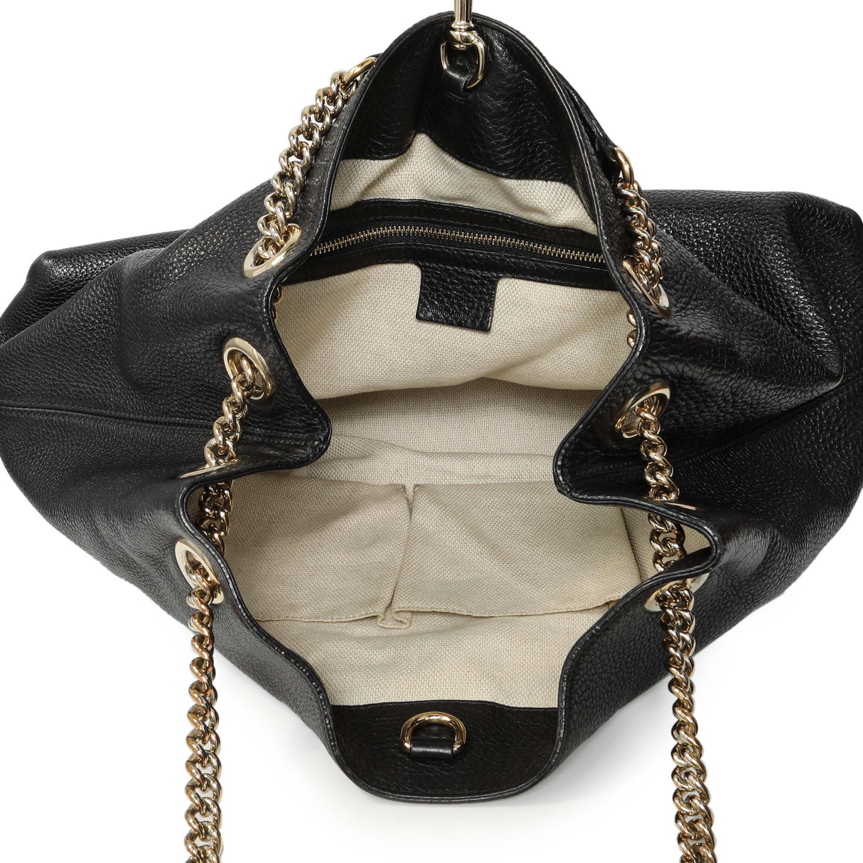 Gucci Black Pebbled Calfskin Medium Soho Chain Shoulder Bag