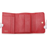 Prada Red Saffiano Compact Wallet