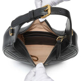 Gucci Black Calfskin Matelasse Chevron Mini GG Marmont Half Moon Hobo Handbags Gucci