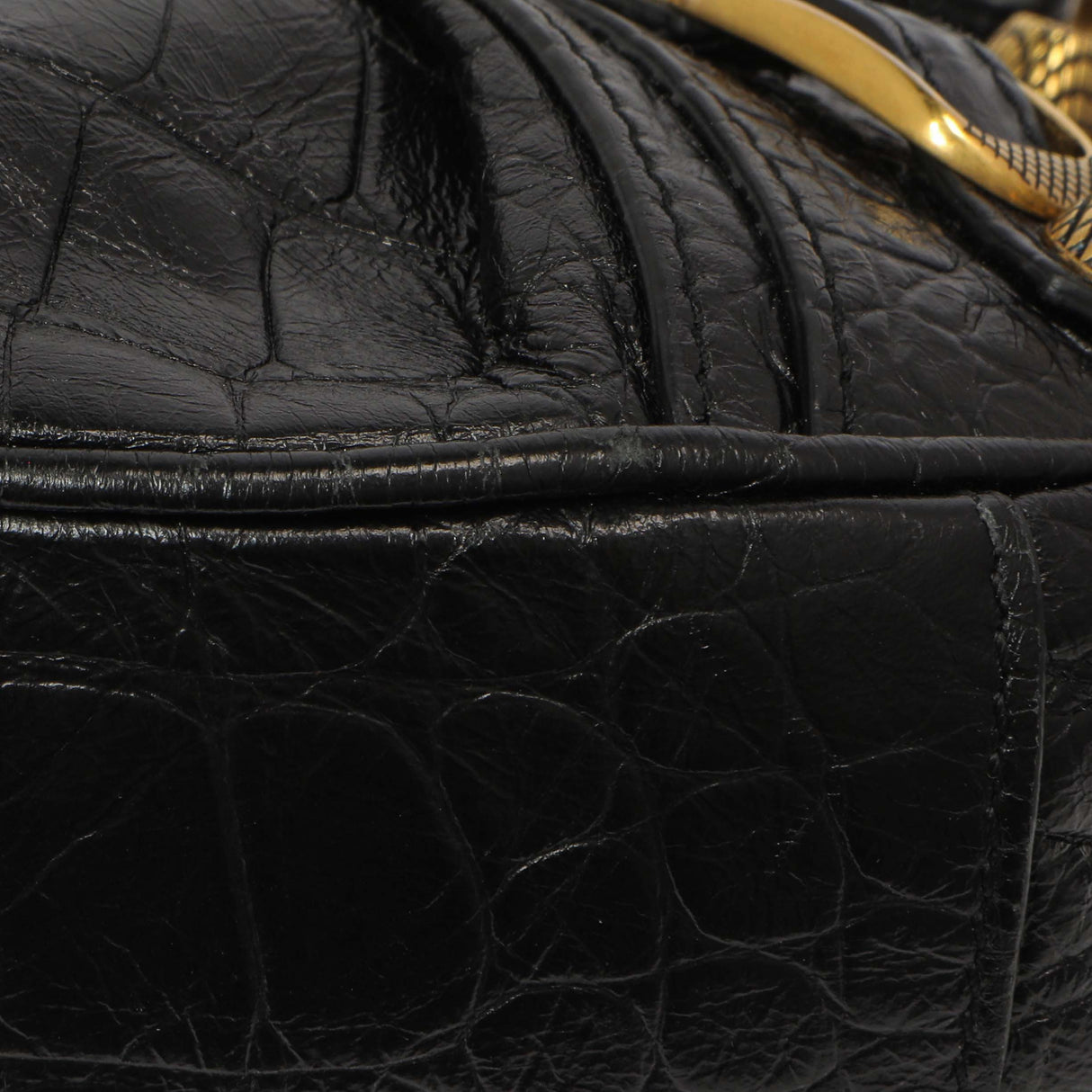 Balenciaga Black Crocodile Embossed Le Cagole Shoulder Bag XS