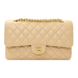 Chanel Beige Quilted Caviar Medium Double Flap Handbags Chanel