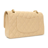 Chanel Beige Quilted Caviar Medium Double Flap Handbags Chanel