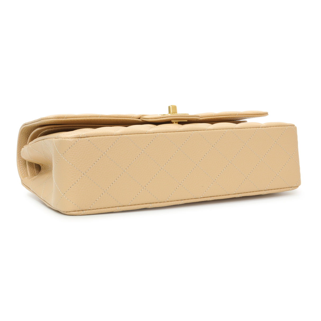 Chanel Beige Quilted Caviar Medium Double Flap Handbags Chanel