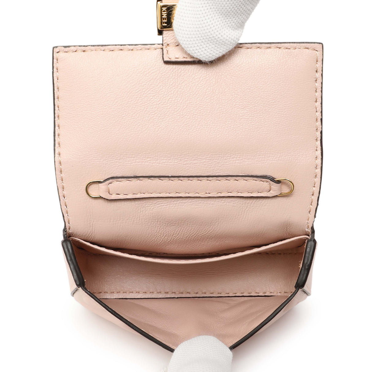 Fendi Pink Nappa Matisse FF Embossed Nano Baguette Charm