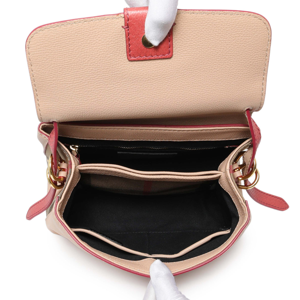 Burberry Beige Red Derby Calfskin Snakeskin House Check Small Camberley Handbags Burberry