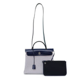 Hermes Ecru Mauve Bleu Criss Viking Vache Hunter Herbag Zip Retourne 31 PM Handbags Hermes