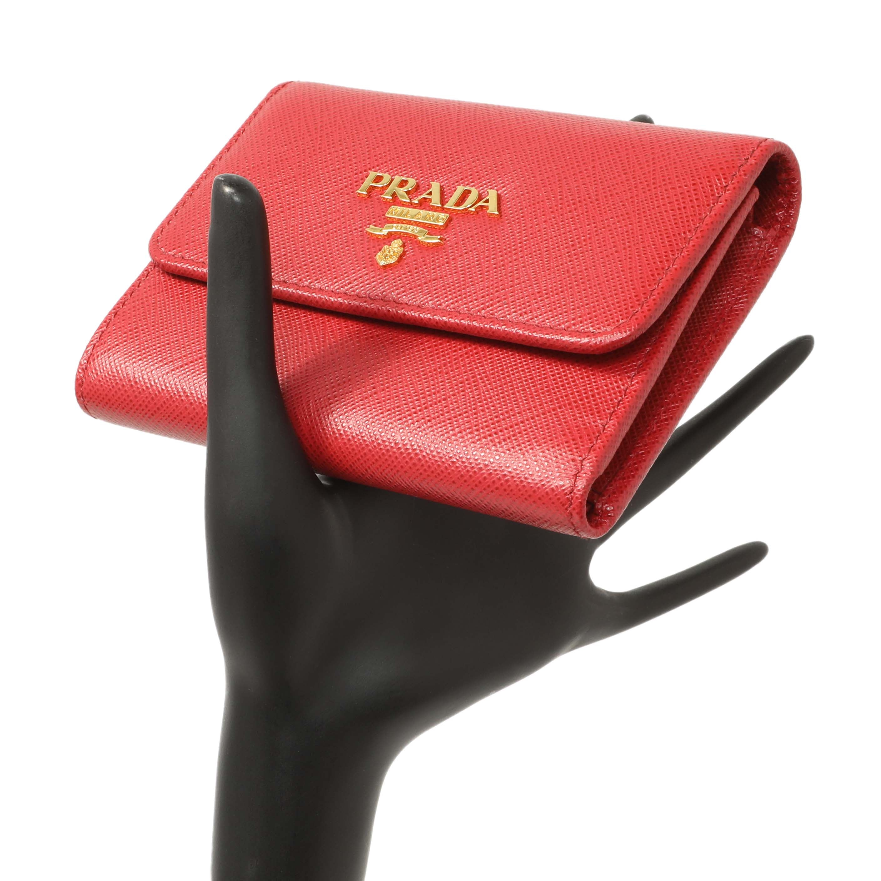Prada Red Saffiano Compact Wallet – Modaselle