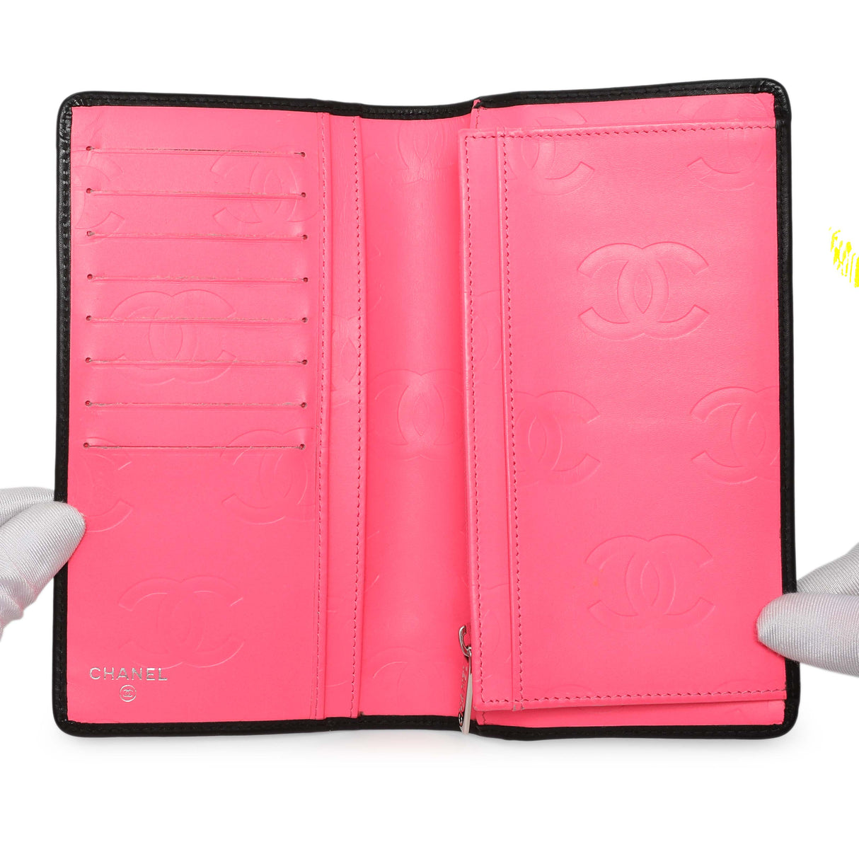 Chanel Black Calfskin Quilted Cambon Yen Wallet Accessories Chanel