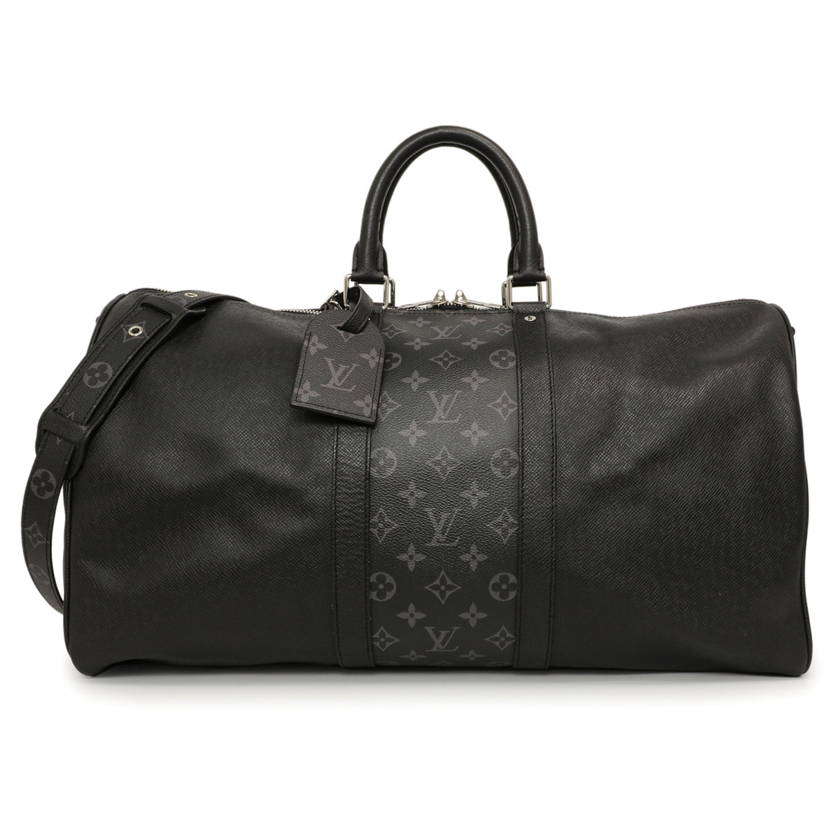 Louis Vuitton Black Taigarama Keepall Bandouliere 50