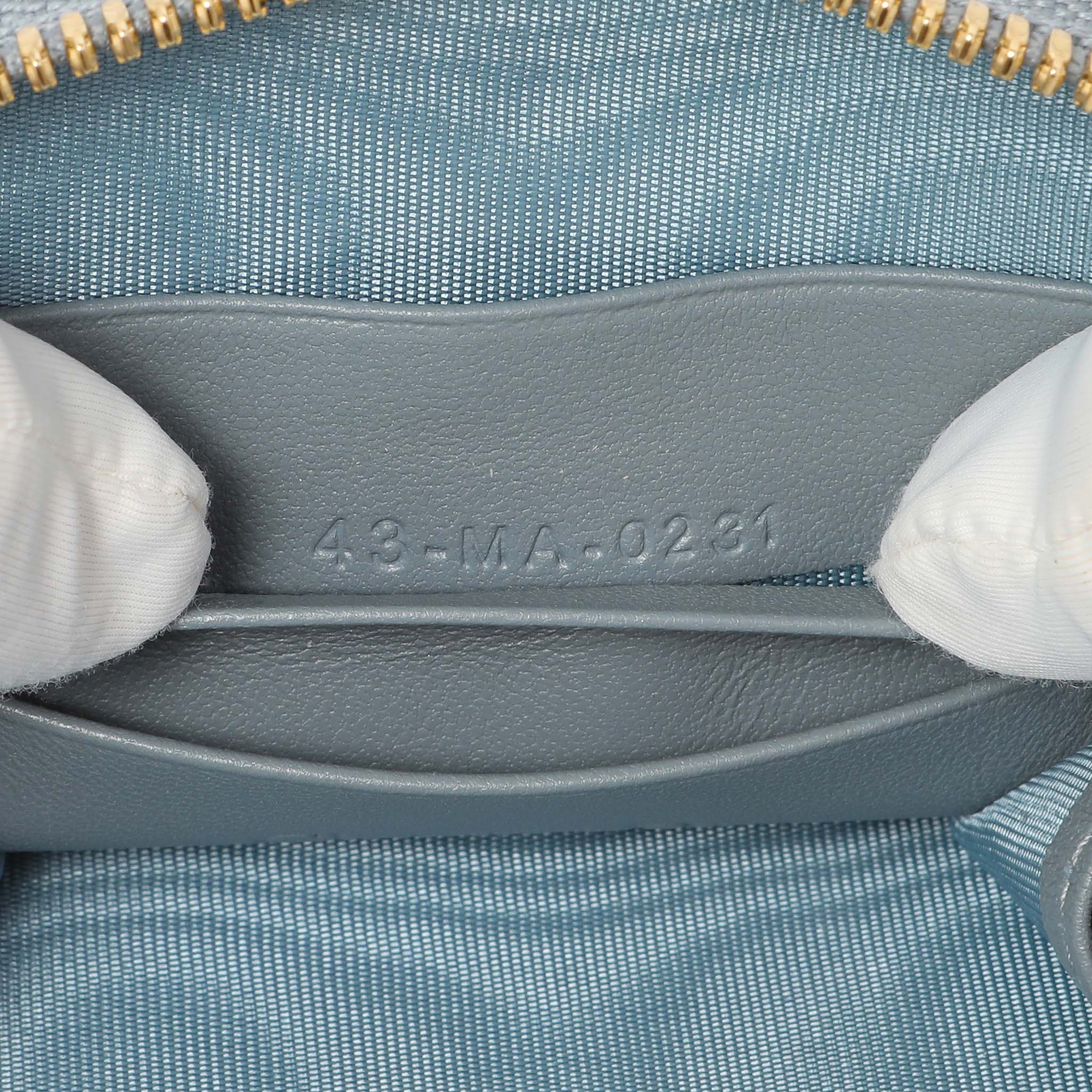 Christian Dior Cloud Blue Lambskin Cannage Lady Dior Phone Holder