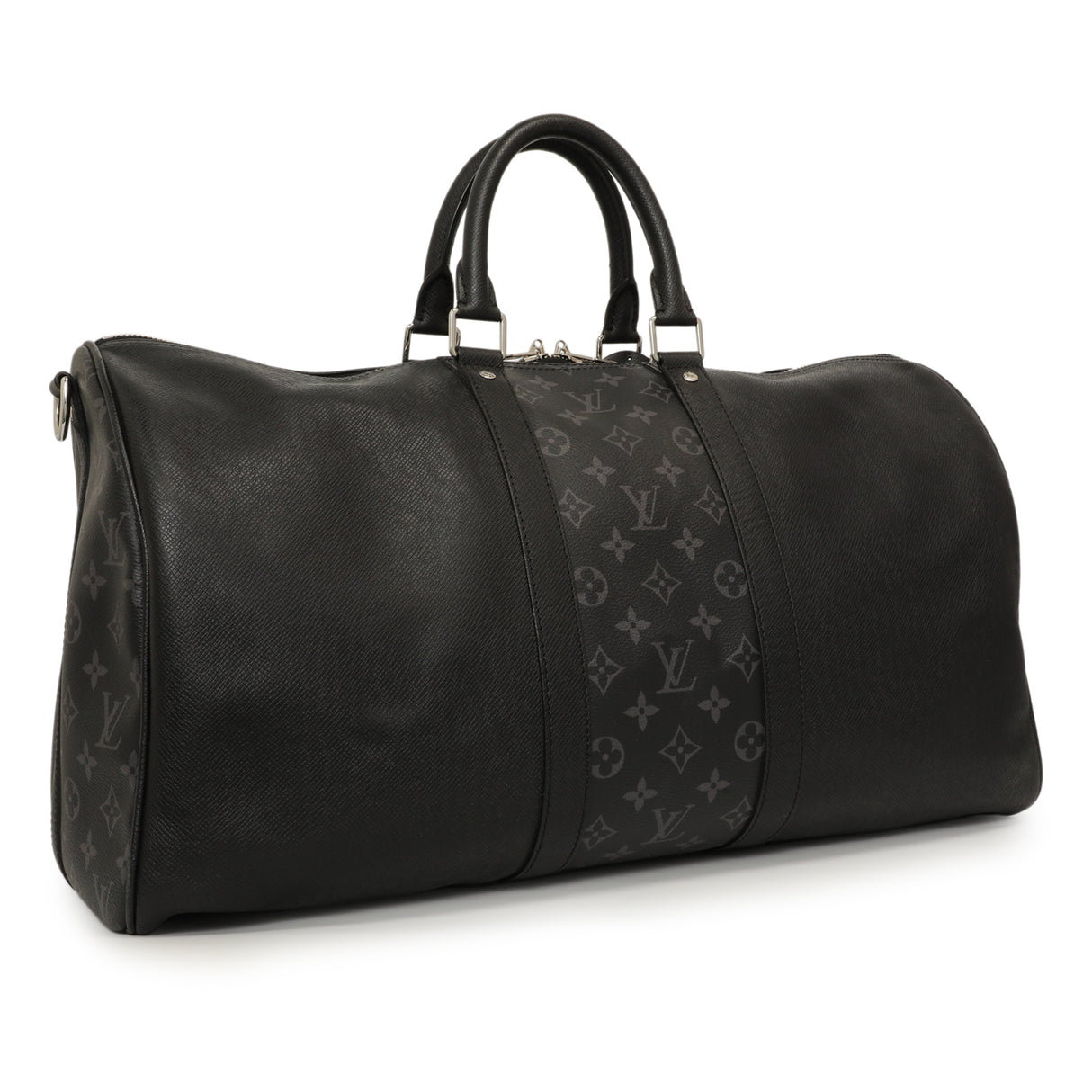 Louis Vuitton Black Taigarama Keepall Bandouliere 50