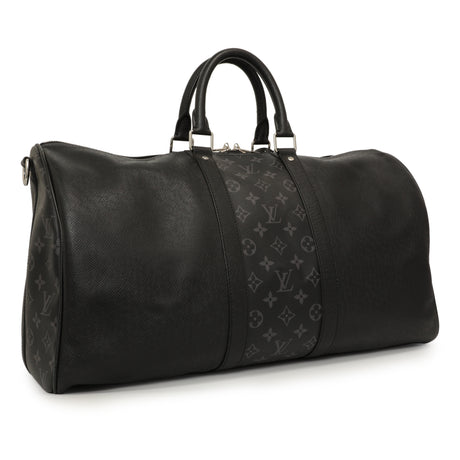 Louis Vuitton Black Taigarama Keepall Bandouliere 50