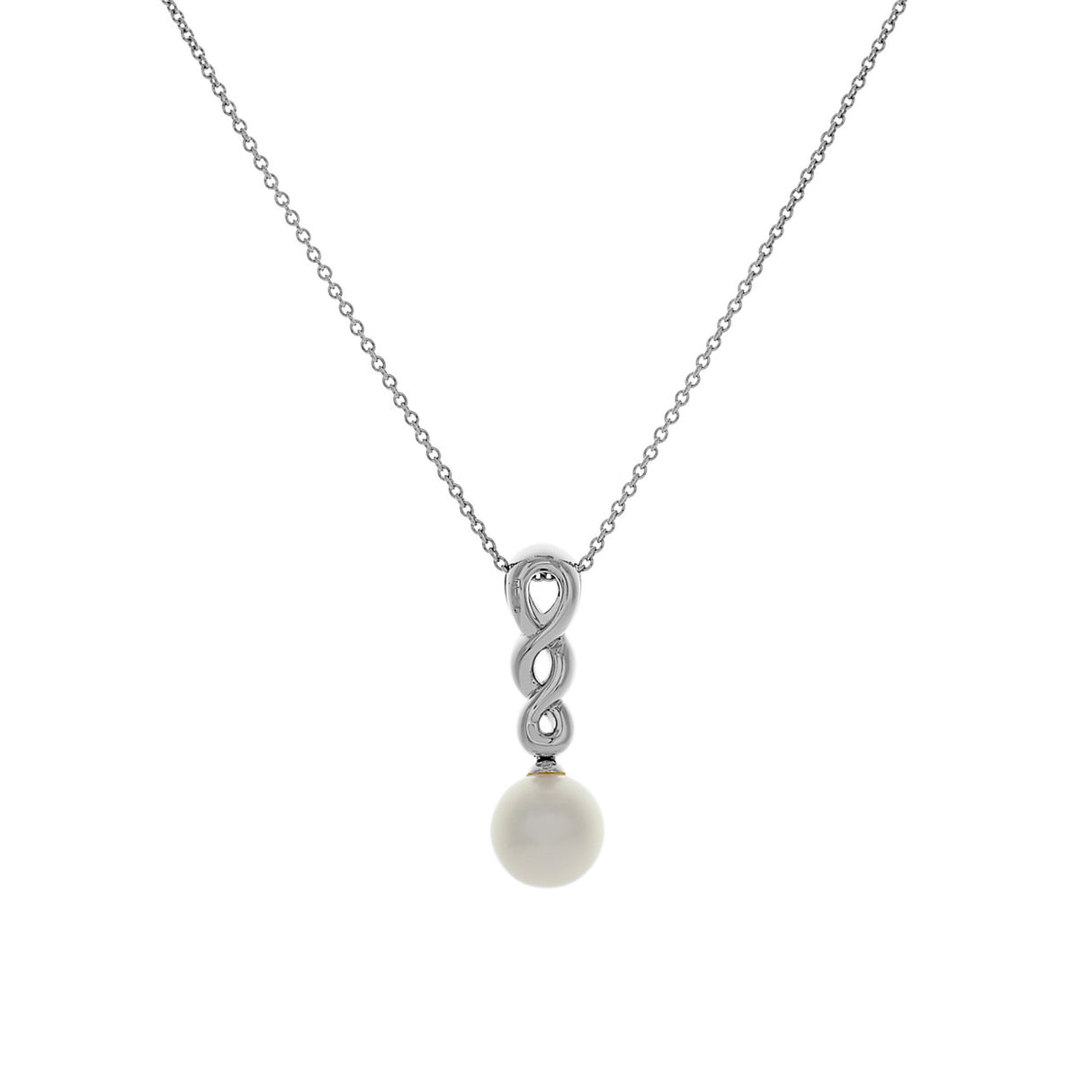 Mikimoto 18K White Gold Diamond Akoya Pearl Pendant Necklace