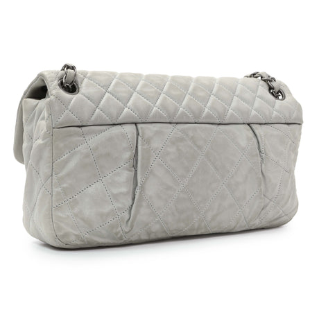Chanel Grey Quilted Iridescent Calfskin Leather Chic Quilt Flap Bag