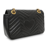 Gucci Black Calfskin Matelasse Small GG Marmont Shoulder Bag Handbags Gucci