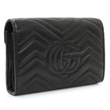 Gucci Black Calfskin Matelasse GG Marmont Chain Wallet