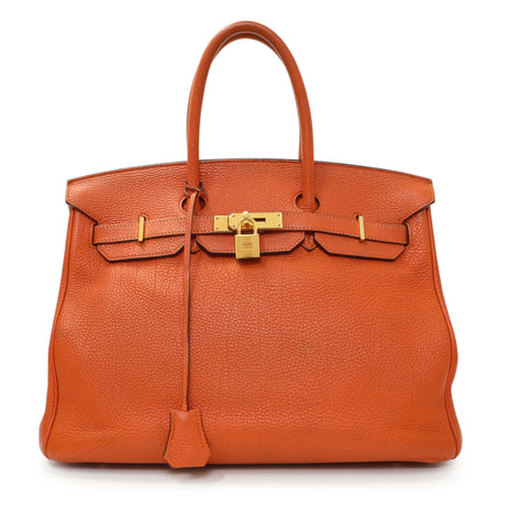 Hermes Orange Clemence Birkin 35 Handbags Hermes
