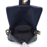 Chanel Navy Caviar Quilted Mini Twist Your Buttons Flap
