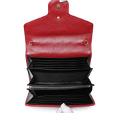 Gucci Black Red Vintage Effect Calfskin Matelasse Diagonal Torchon GG Marmont Chain Wallet Handbags Gucci