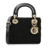 Christian Dior Black Tweed Mini Lady Dior Handbags Christian Dior