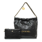 Chanel Black Quilted Shiny Calfskin Small Chanel 22 Handbags Chanel