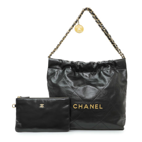 Chanel Black Quilted Shiny Calfskin Small Chanel 22 Handbags Chanel
