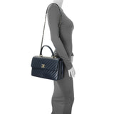 Chanel Blue Chevron Quilted Lambskin Medium Trendy CC Dual Handle Flap Bag Handbags Chanel