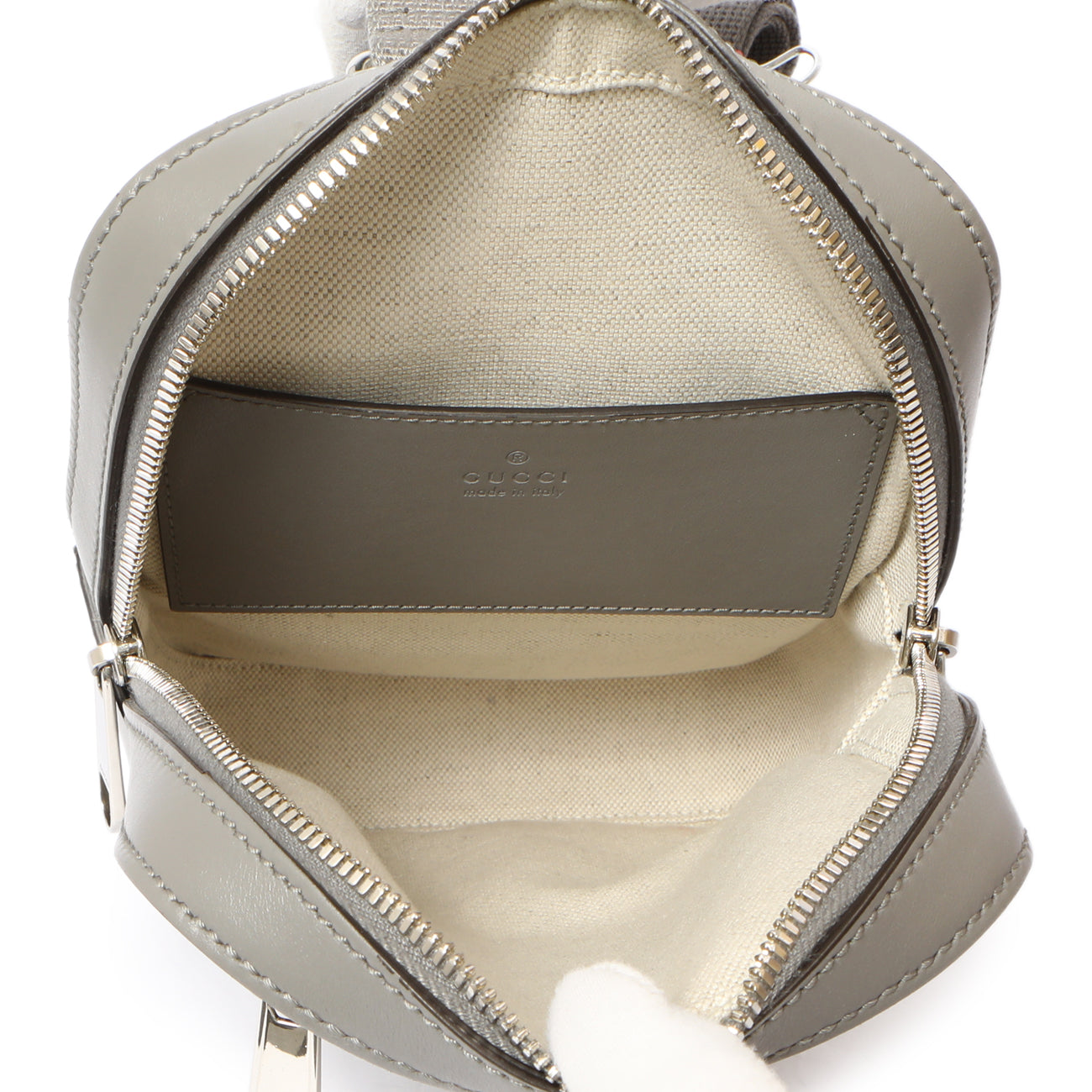 Gucci Grey Calfskin GG Tennis Embossed Sling Backpack Modaselle