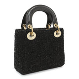 Christian Dior Black Tweed Mini Lady Dior Handbags Christian Dior