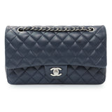 Chanel Blue Quilted Lambskin Medium Classic Double Flap Handbags Chanel