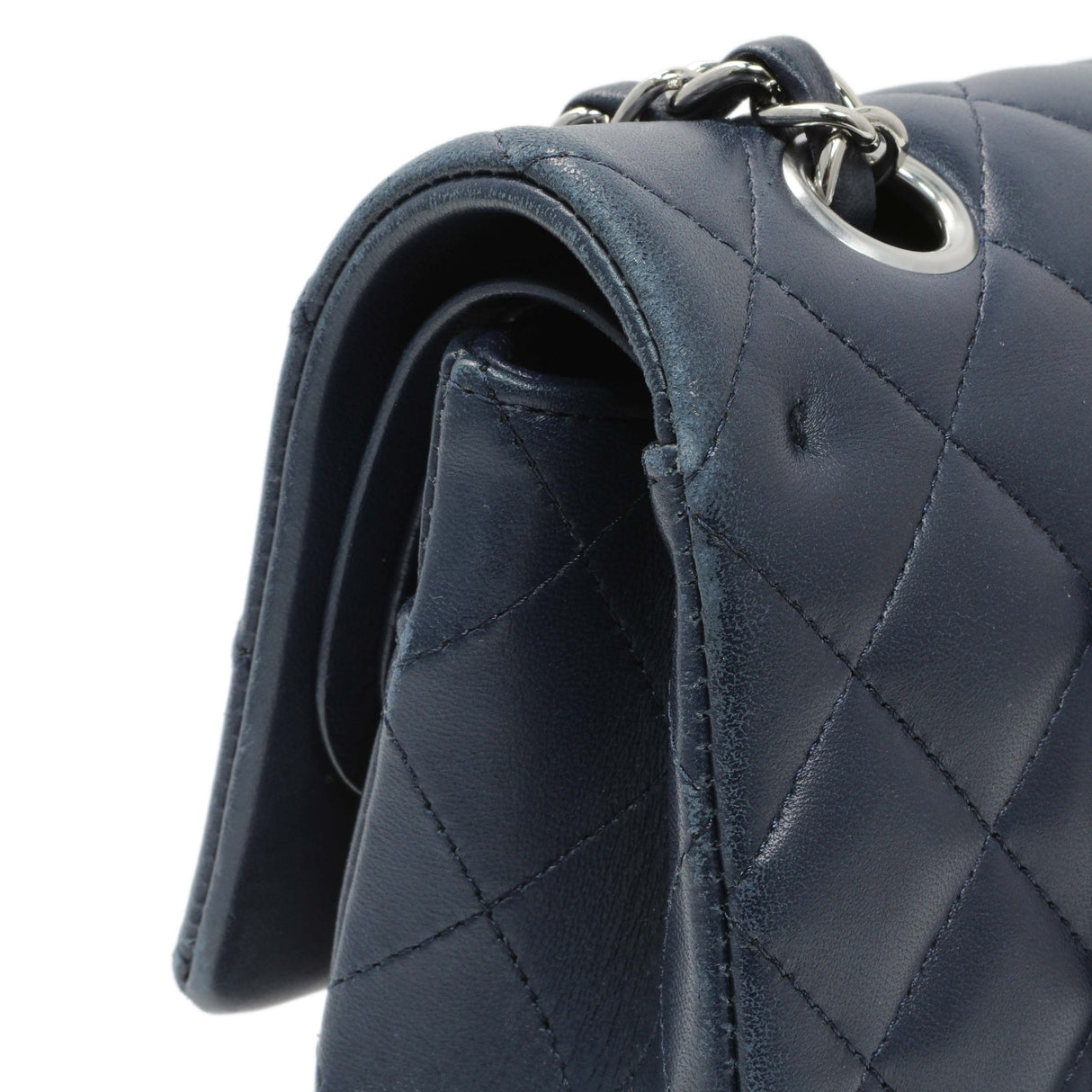 Chanel Blue Quilted Lambskin Medium Classic Double Flap Handbags Chanel
