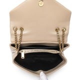 Saint Laurent Dark Beige Calfskin Loulou Chain Small Satchel Handbags Saint Laurent