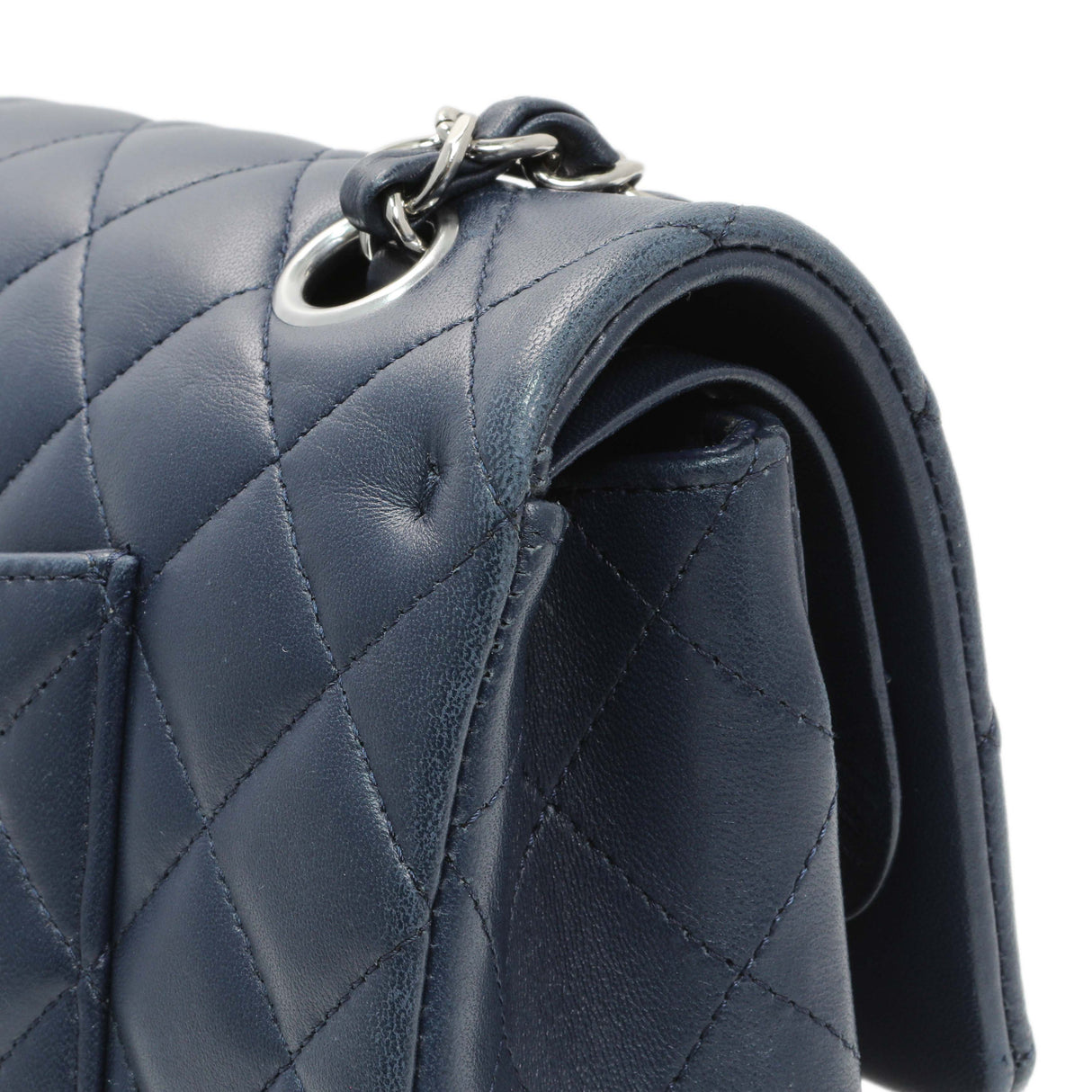 Chanel Blue Quilted Lambskin Medium Classic Double Flap Handbags Chanel