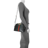 Gucci Black Calfskin GG Web Small Dome Shoulder Bag Handbags Gucci