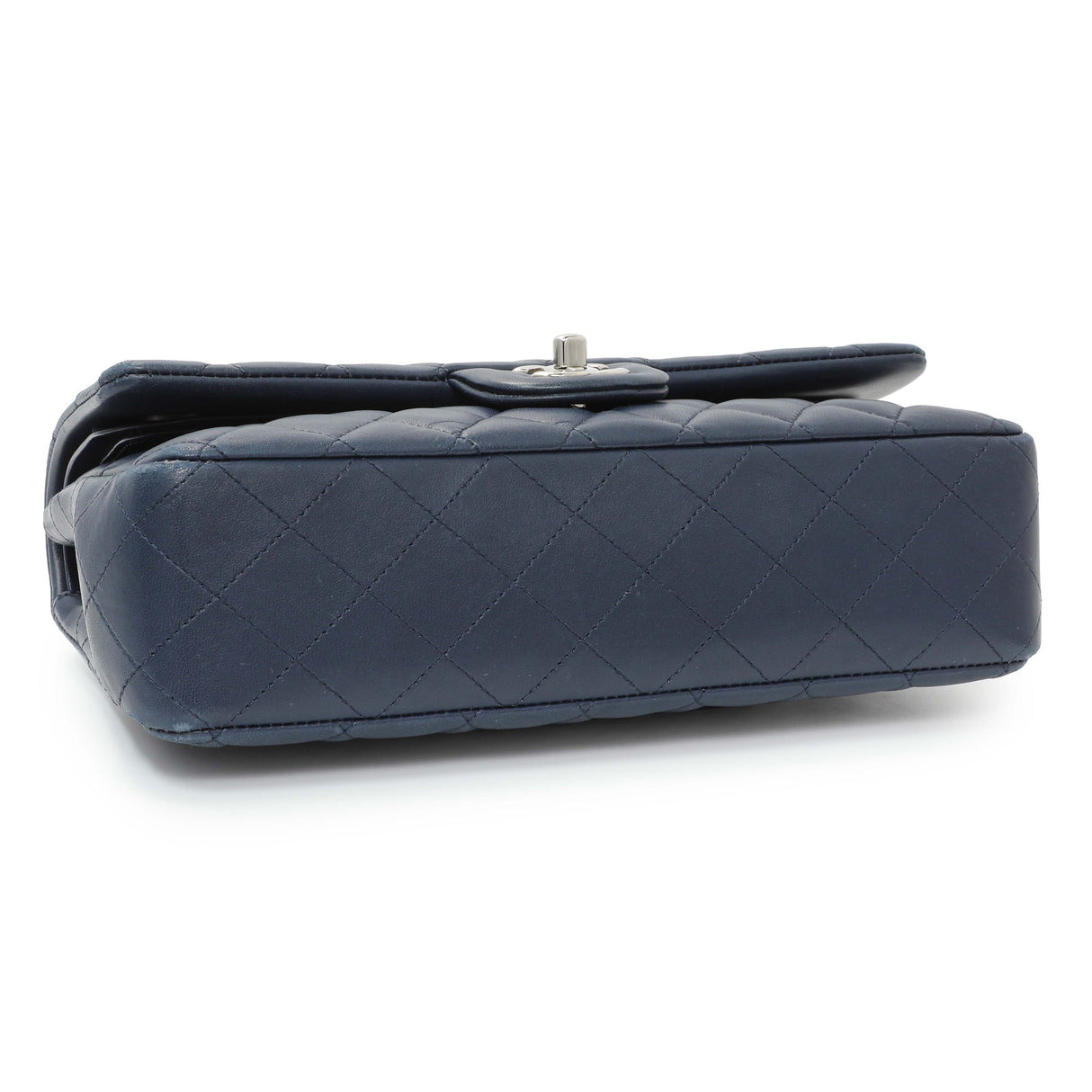 Chanel Blue Quilted Lambskin Medium Classic Double Flap Handbags Chanel