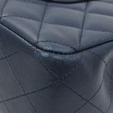 Chanel Blue Quilted Lambskin Medium Classic Double Flap Handbags Chanel