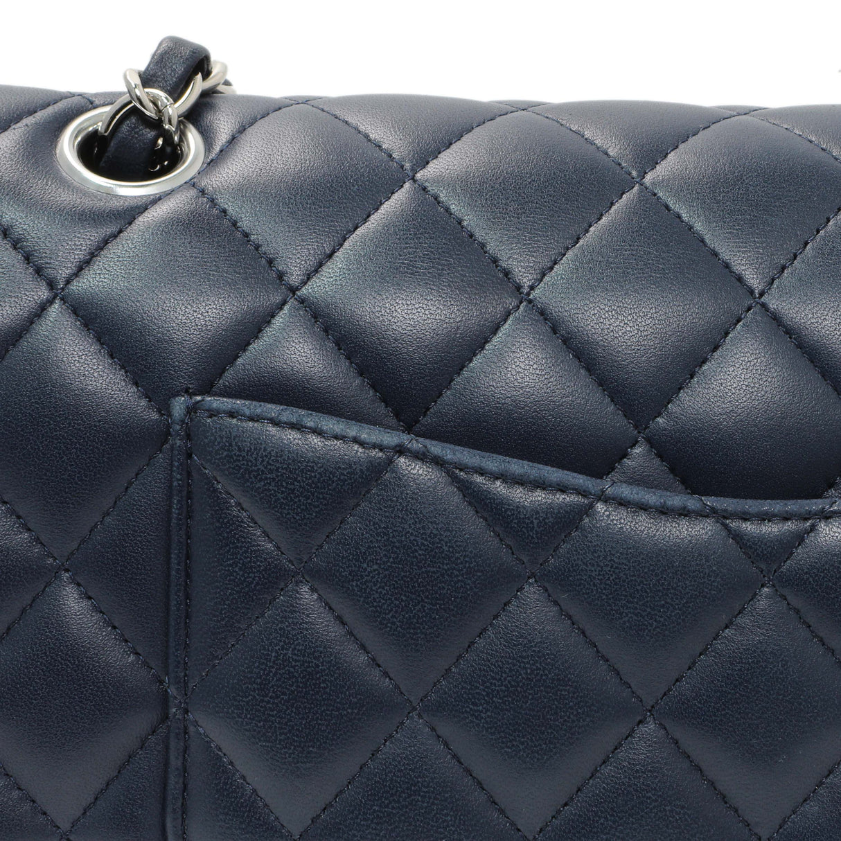 Chanel Blue Quilted Lambskin Medium Classic Double Flap Handbags Chanel