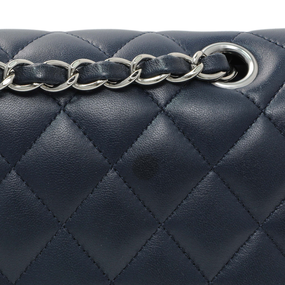 Chanel Blue Quilted Lambskin Medium Classic Double Flap Handbags Chanel