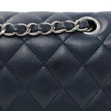 Chanel Blue Quilted Lambskin Medium Classic Double Flap Handbags Chanel