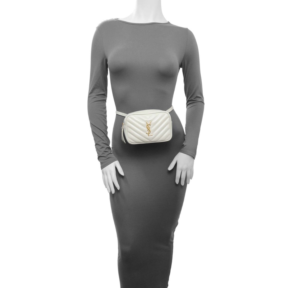Saint Laurent Cream Calfskin Matelasse Monogram Lou Belt Bag Handbags Saint Laurent