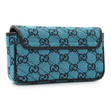 Gucci Blue Monogram Matelasse Diagonal Super Mini GG Marmont Shoulder Bag Handbags Gucci