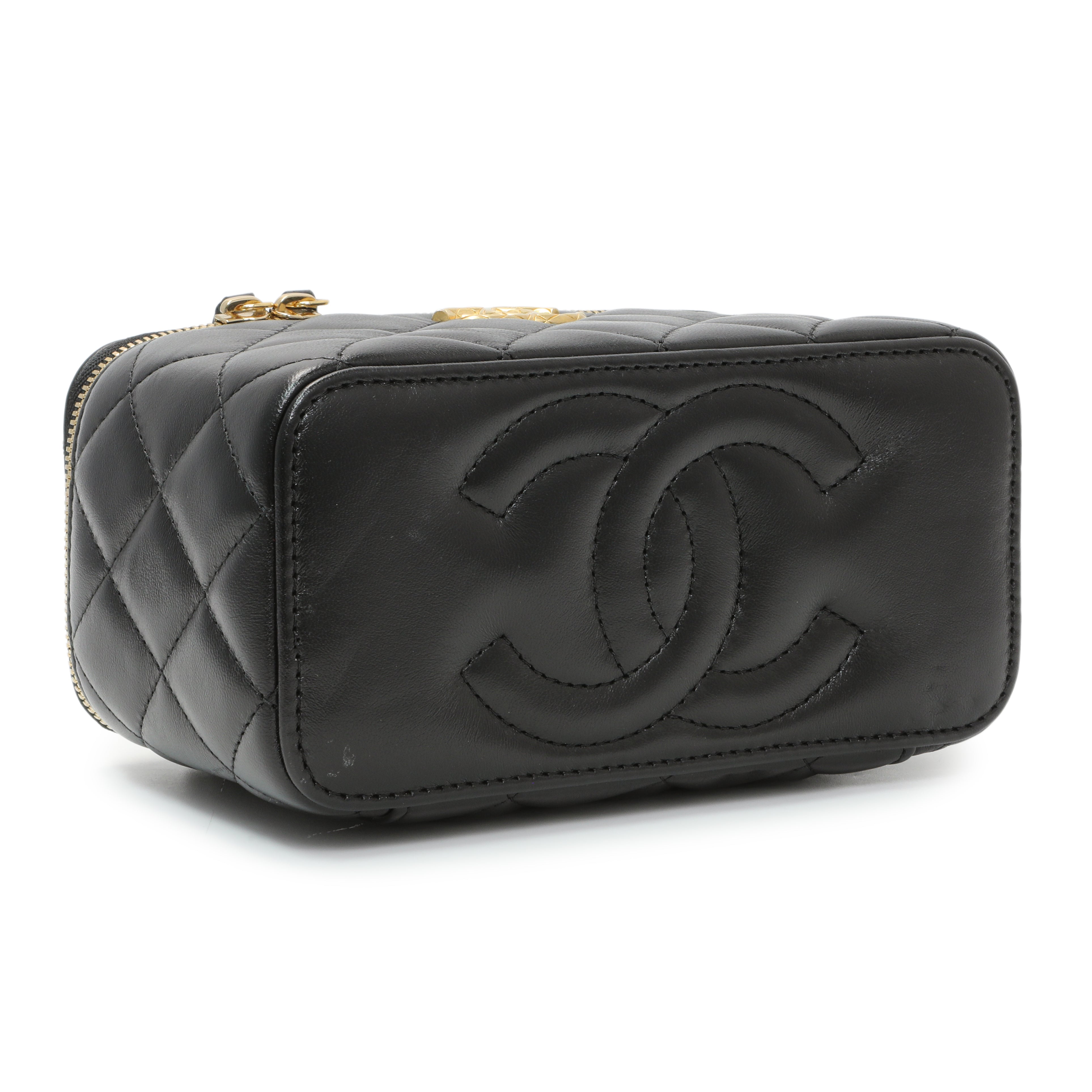 Chanel Black Quilted Lambskin Small Pillow Crush Vanity Case With