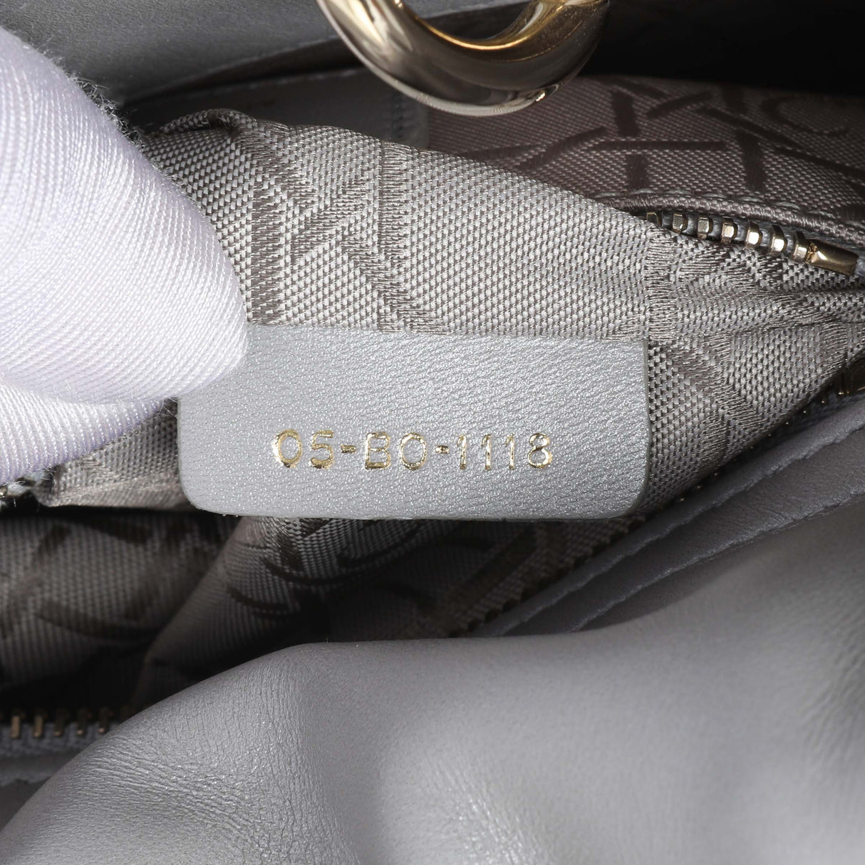 Christian Dior Grey Metallic Lambskin Cannage Mini Lady Dior