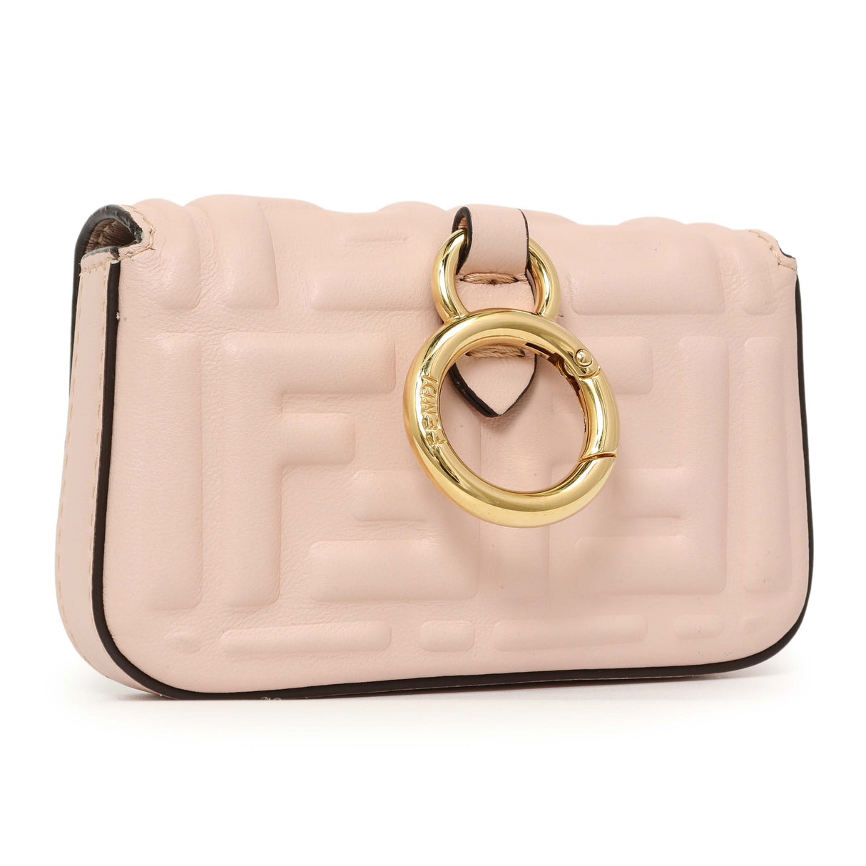 Fendi Pink Nappa Matisse FF Embossed Nano Baguette Charm